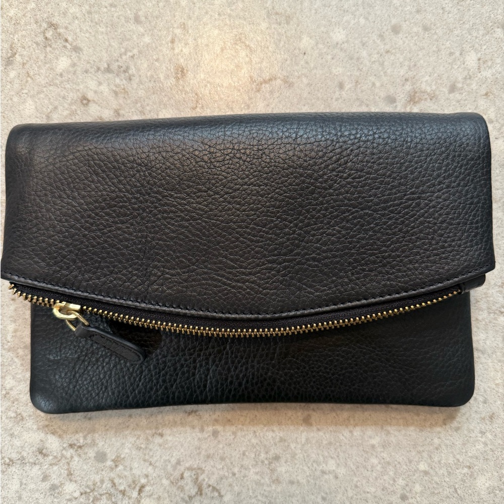 Kiko Black Leather Bag with Gold Chain